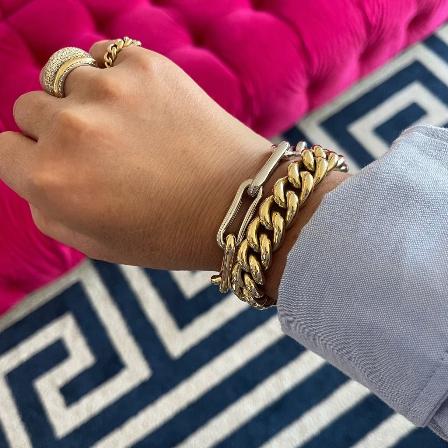 14K Two-Tone Gold Jumbo Roma Link Bracelet - Gold Bracelet - Jo Nayor