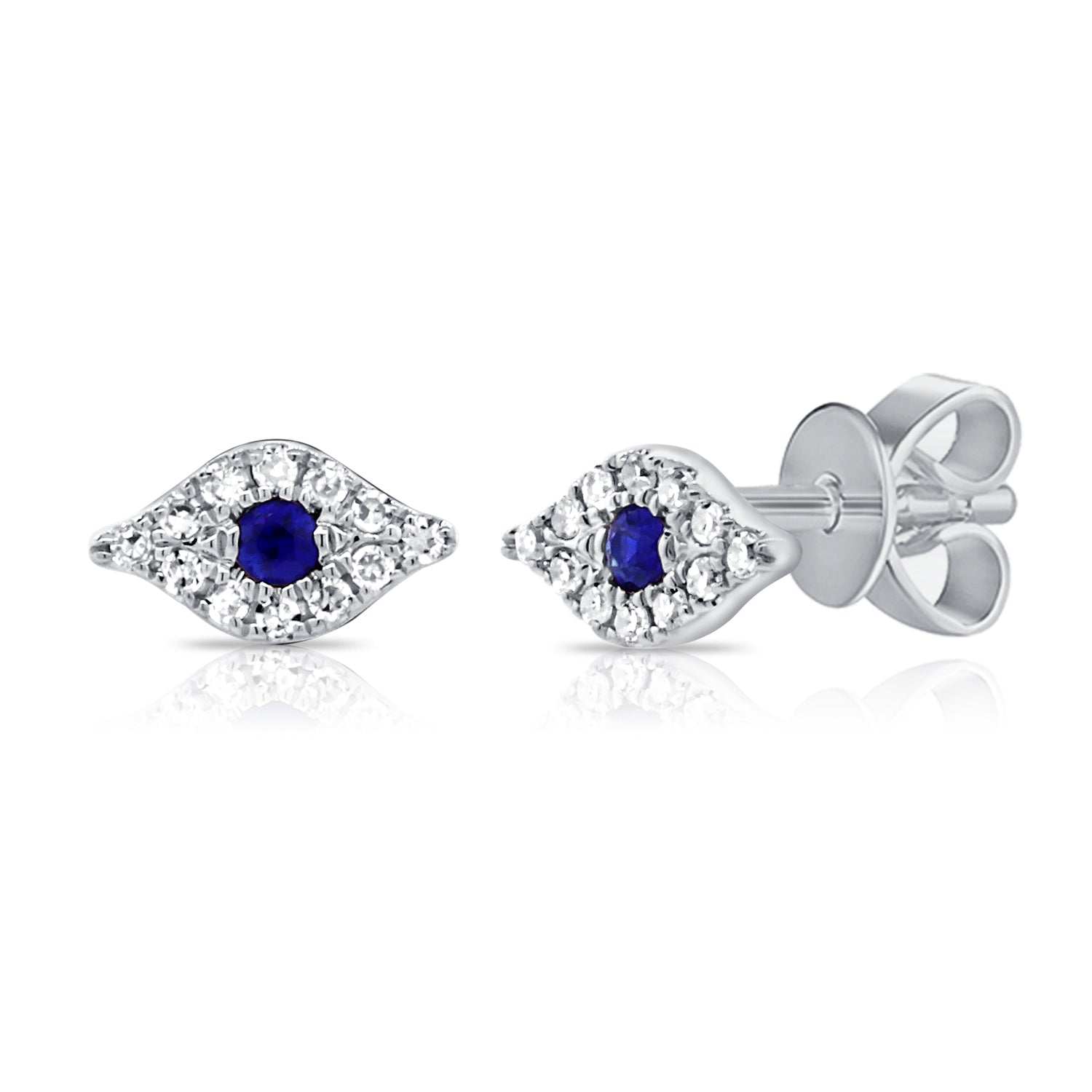 Small Sapphire and Diamond Evil Eye Earring