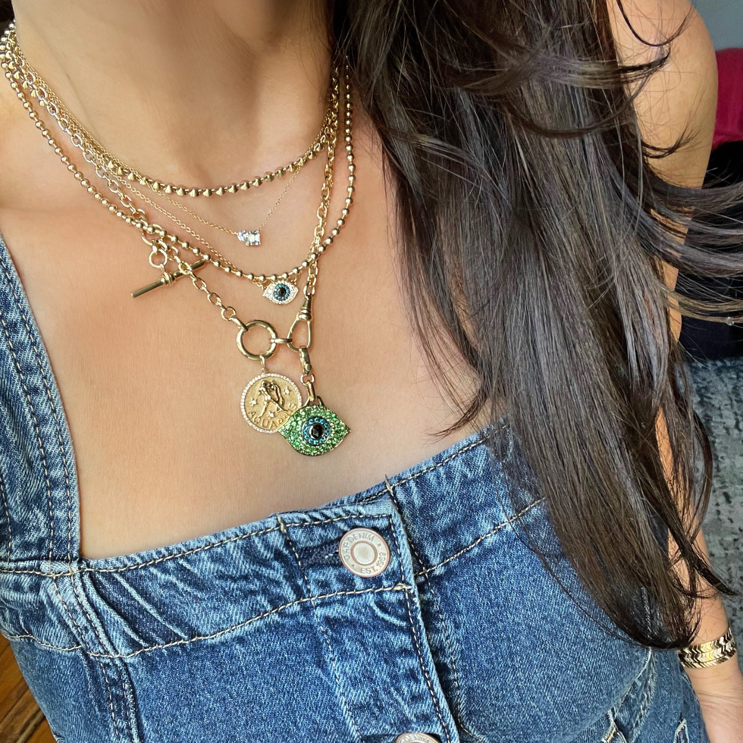 Solid 14K Gold Toggle and Donut Clasp Chain Necklace
