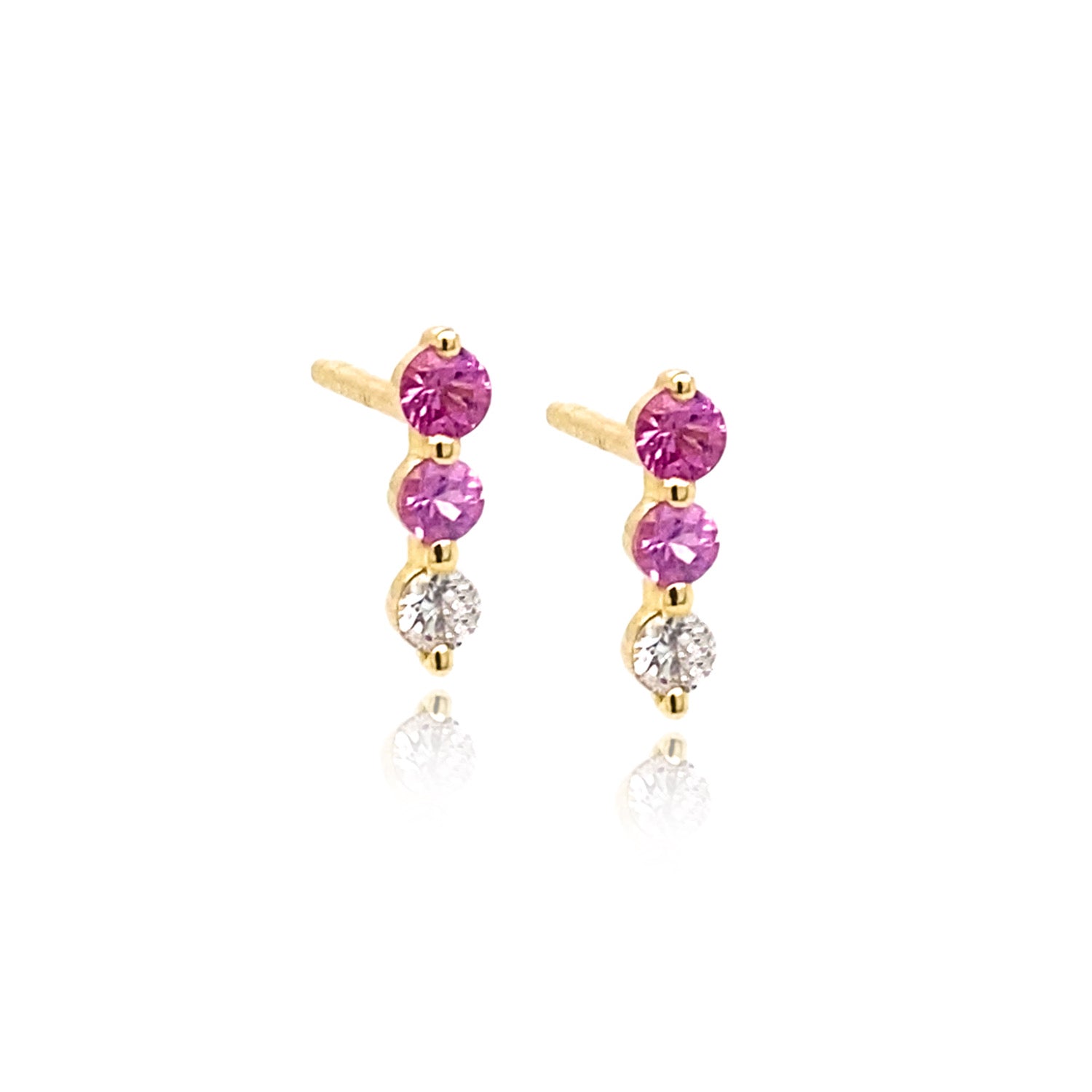 Ombre Diamond and Pink Sapphire Trio Earring
