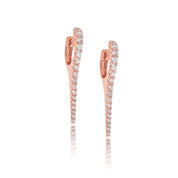 Long Diamond Stiletto Huggies - Diamond Earrings - The Ear Stylist