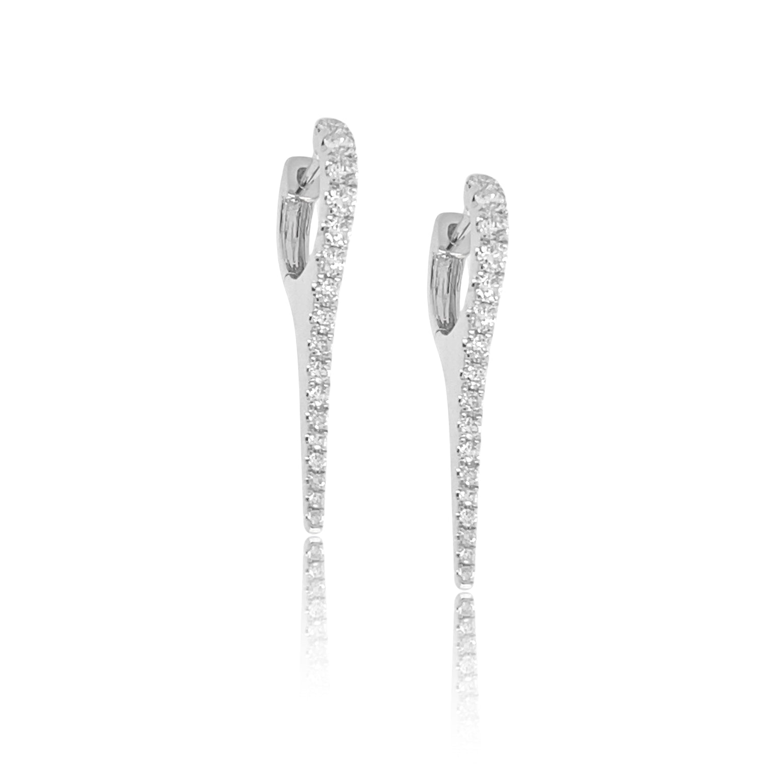 Long Diamond Stiletto Huggies - Diamond Earrings - The Ear Stylist