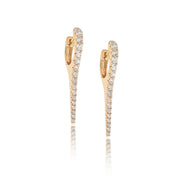 Long Diamond Stiletto Huggies - Diamond Earrings - The Ear Stylist