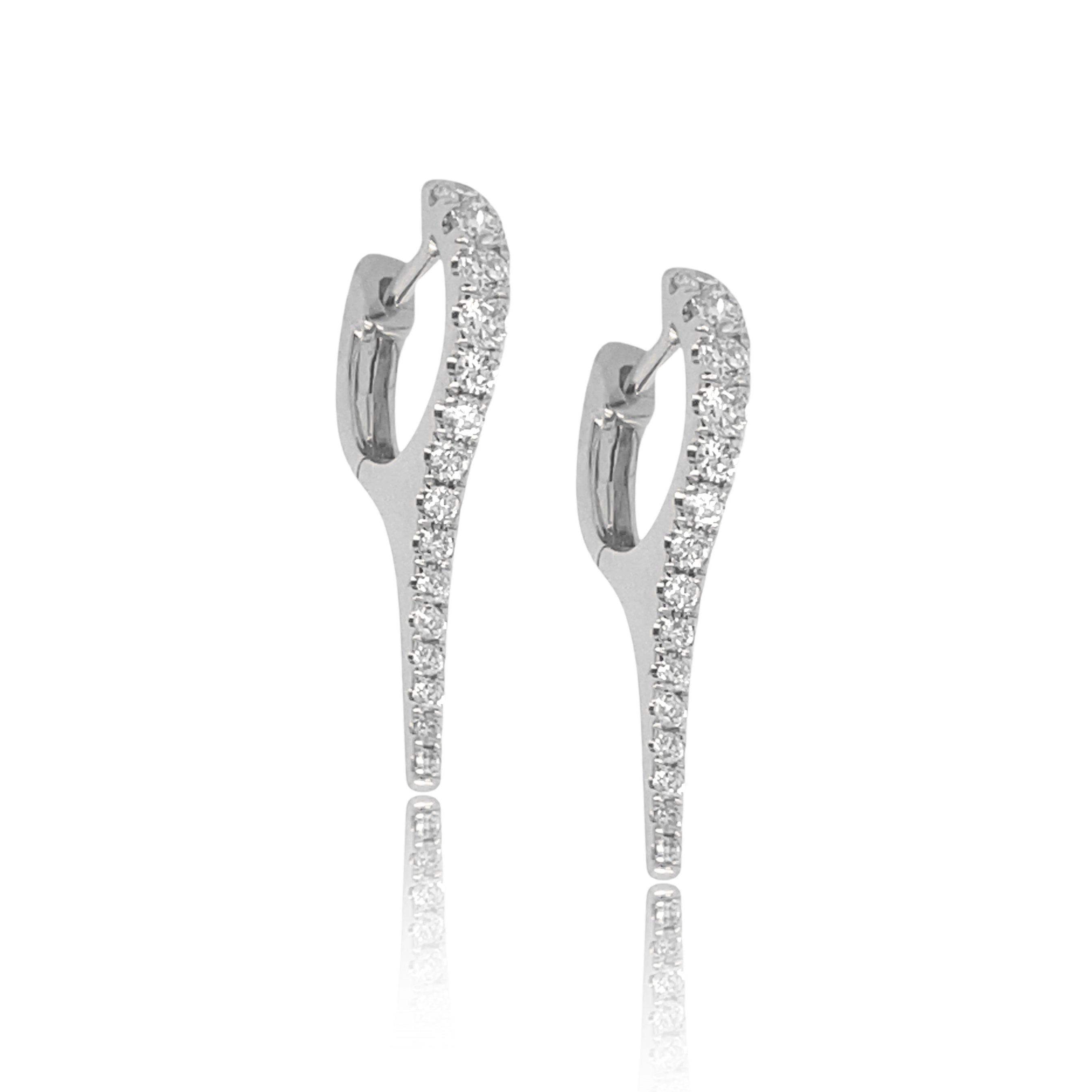 Mid Diamond Stiletto Huggies - Diamond Earrings - The Ear Stylist