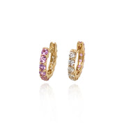 Reversible Diamond & Pink Sapphire Huggie Earrings - The Ear Stylist
