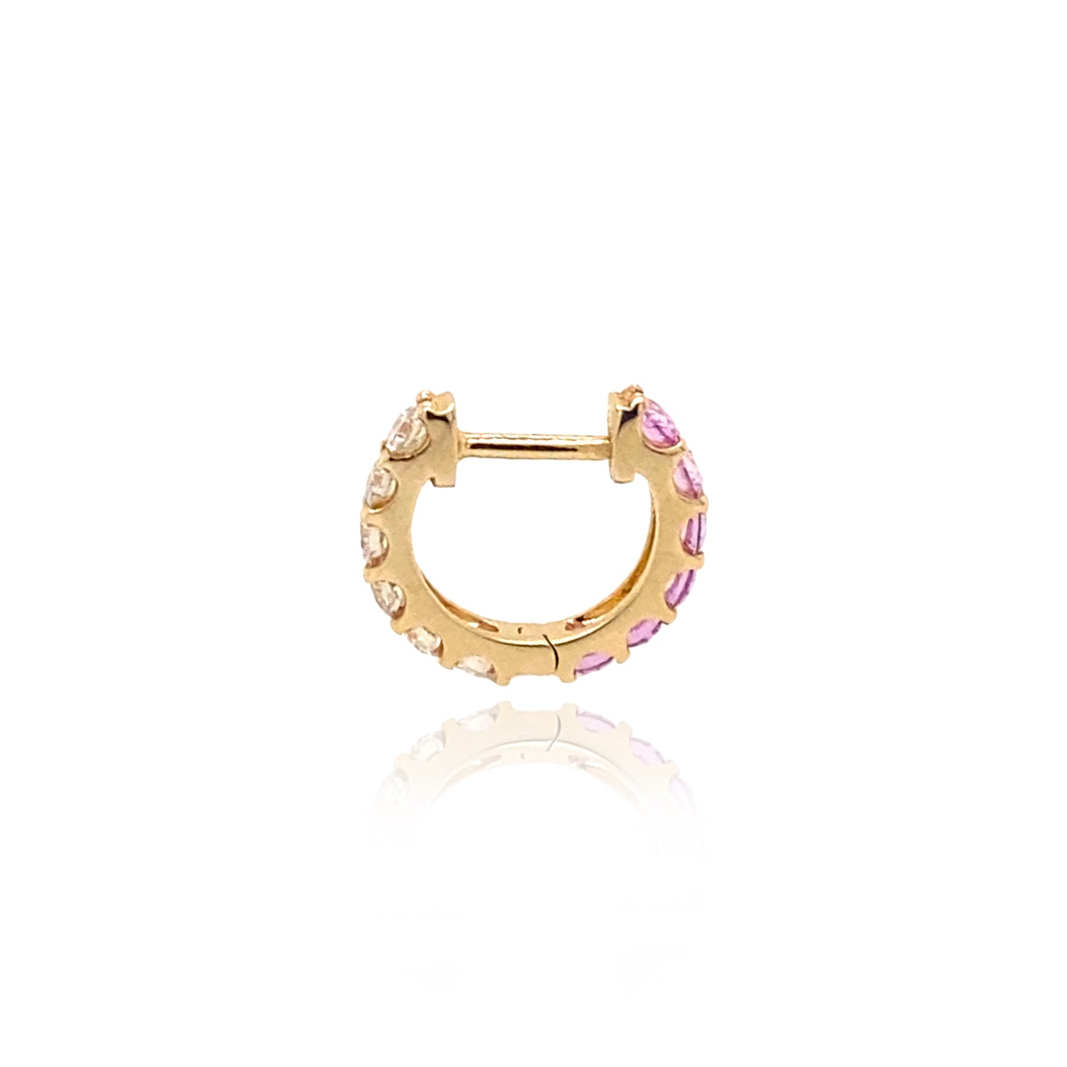 Reversible Diamond & Pink Sapphire Huggie Earrings - The Ear Stylist