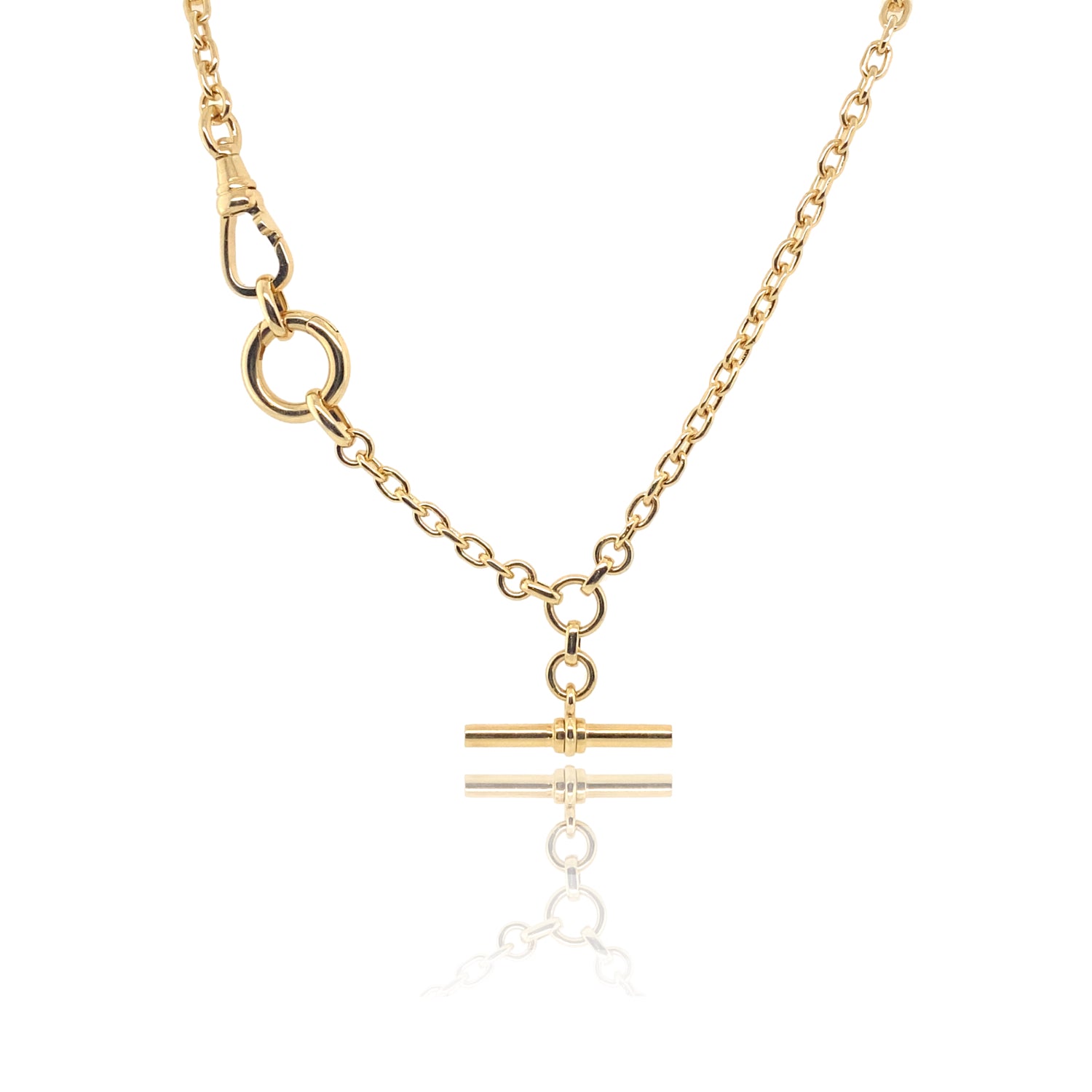Solid 14K Gold Toggle and Donut Clasp Chain Necklace