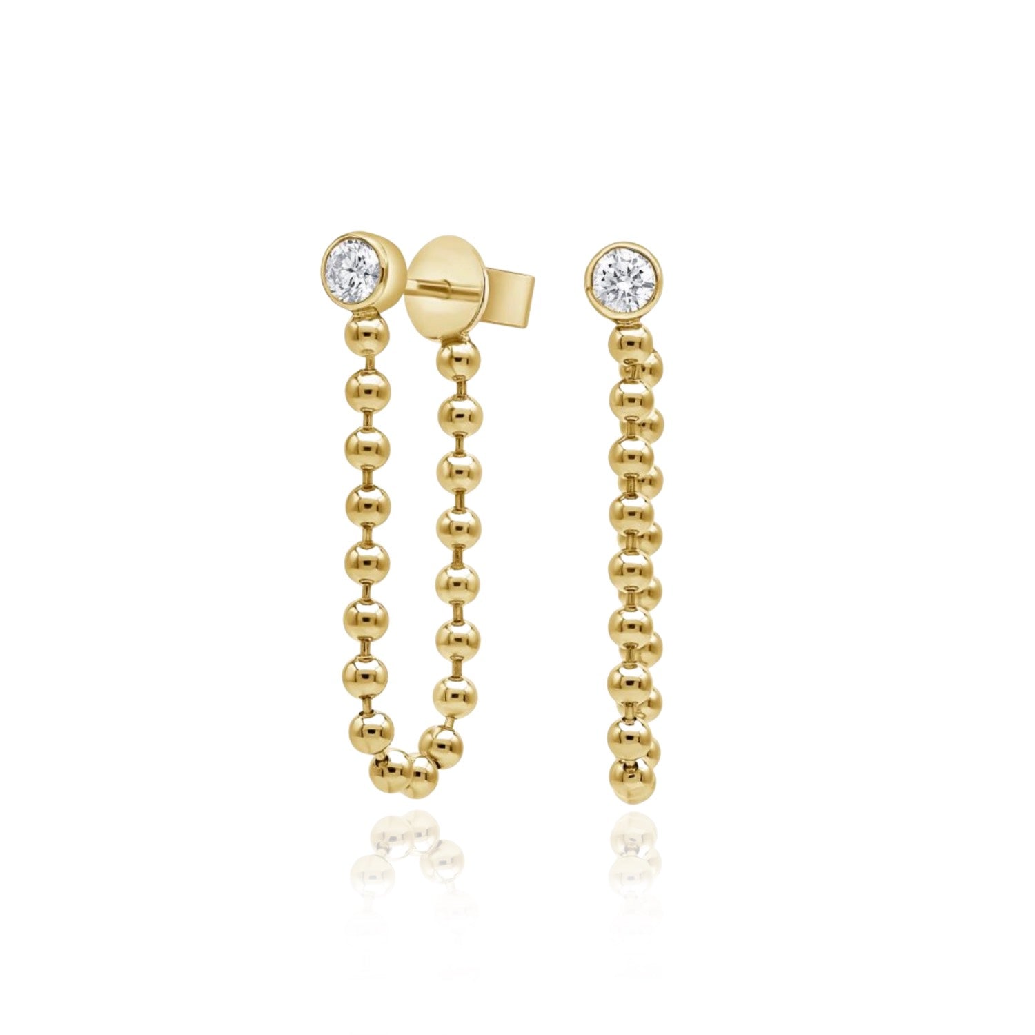 Tethered Bezel Ball Chain Earrings- Earrings - Ear Stylist by Jo