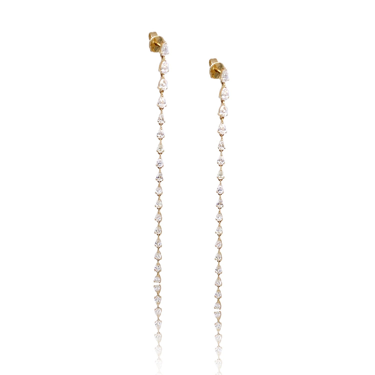 3" Pear Diamond Duster Earrings - Earrings - Ear Stylist by Jo Nayor