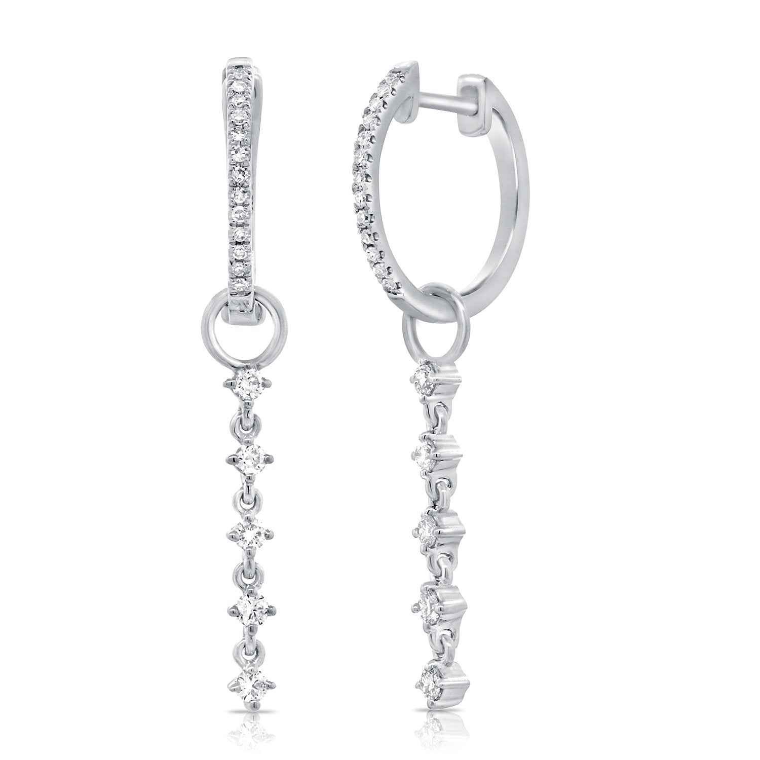 5 Diamond Drop Hoops - Designer Earrings - The EarStylist by Jo Nayor