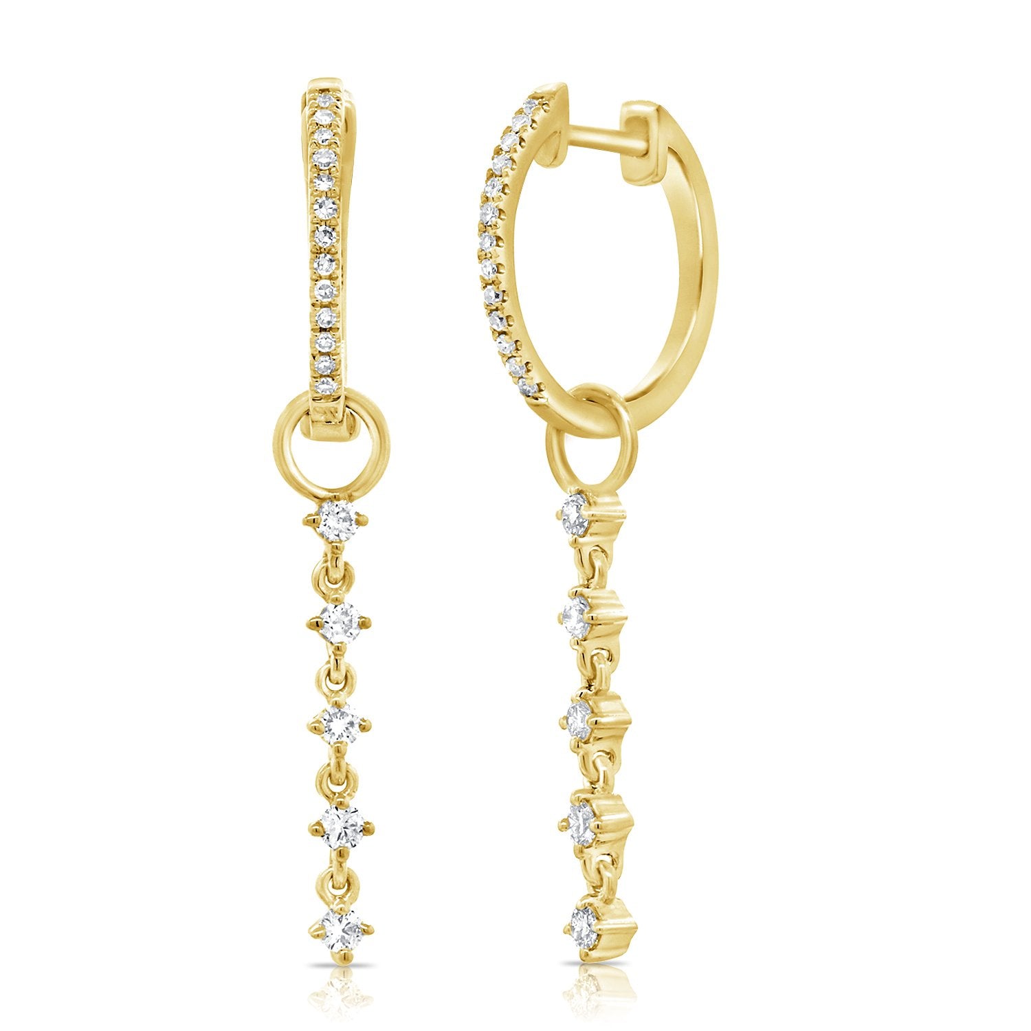 5 Diamond Drop Hoops - Designer Earrings - The EarStylist by Jo Nayor