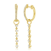 5 Diamond Drop Hoops - Designer Earrings - The EarStylist by Jo Nayor