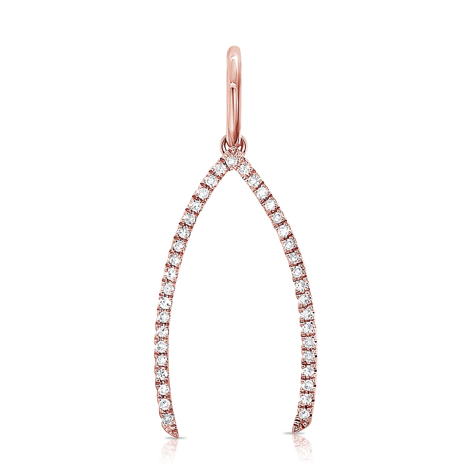 14K Gold & Diamond Wishbone Charm - Designer Earrings - The EarStylist by Jo Nayor