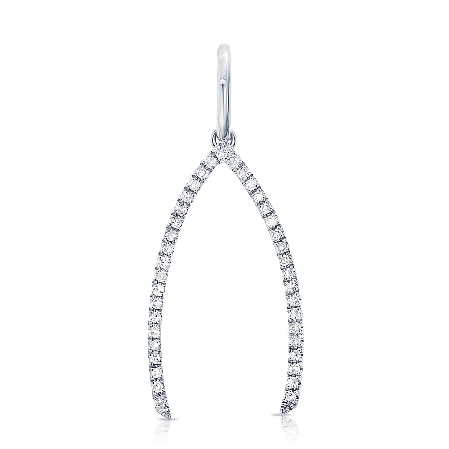 14K Gold & Diamond Wishbone Charm - Designer Earrings - The EarStylist by Jo Nayor
