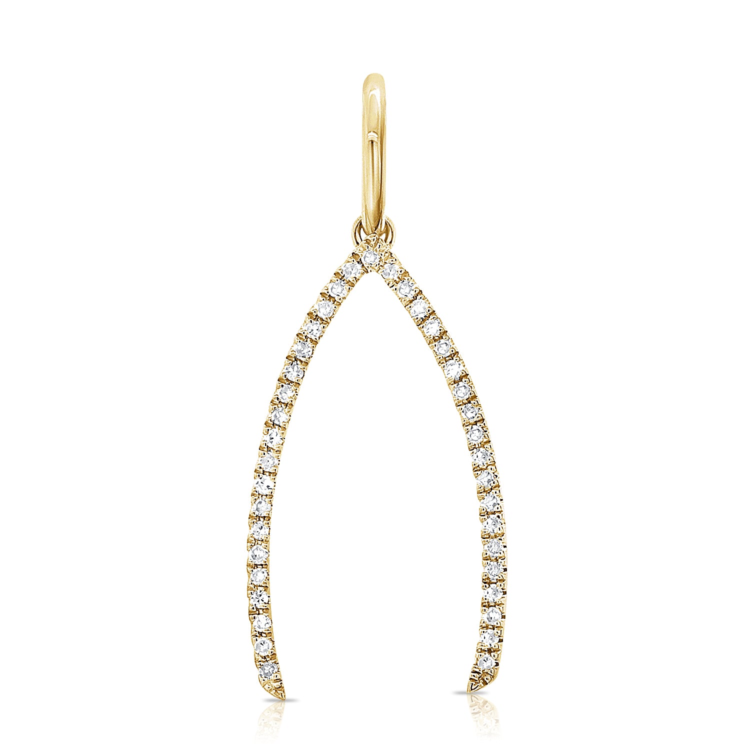 14K Gold & Diamond Wishbone Charm - Designer Earrings - The EarStylist by Jo Nayor