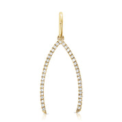 14K Gold & Diamond Wishbone Charm - Designer Earrings - The EarStylist by Jo Nayor