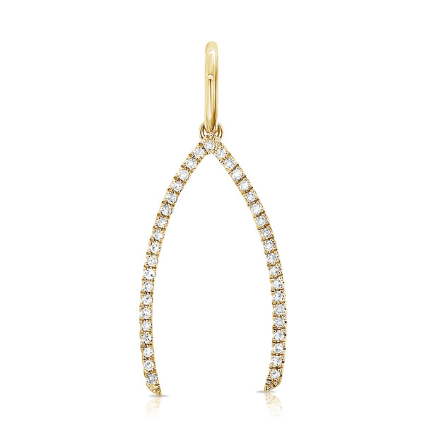 14K Gold & Diamond Wishbone Charm - Designer Earrings - The EarStylist by Jo Nayor 