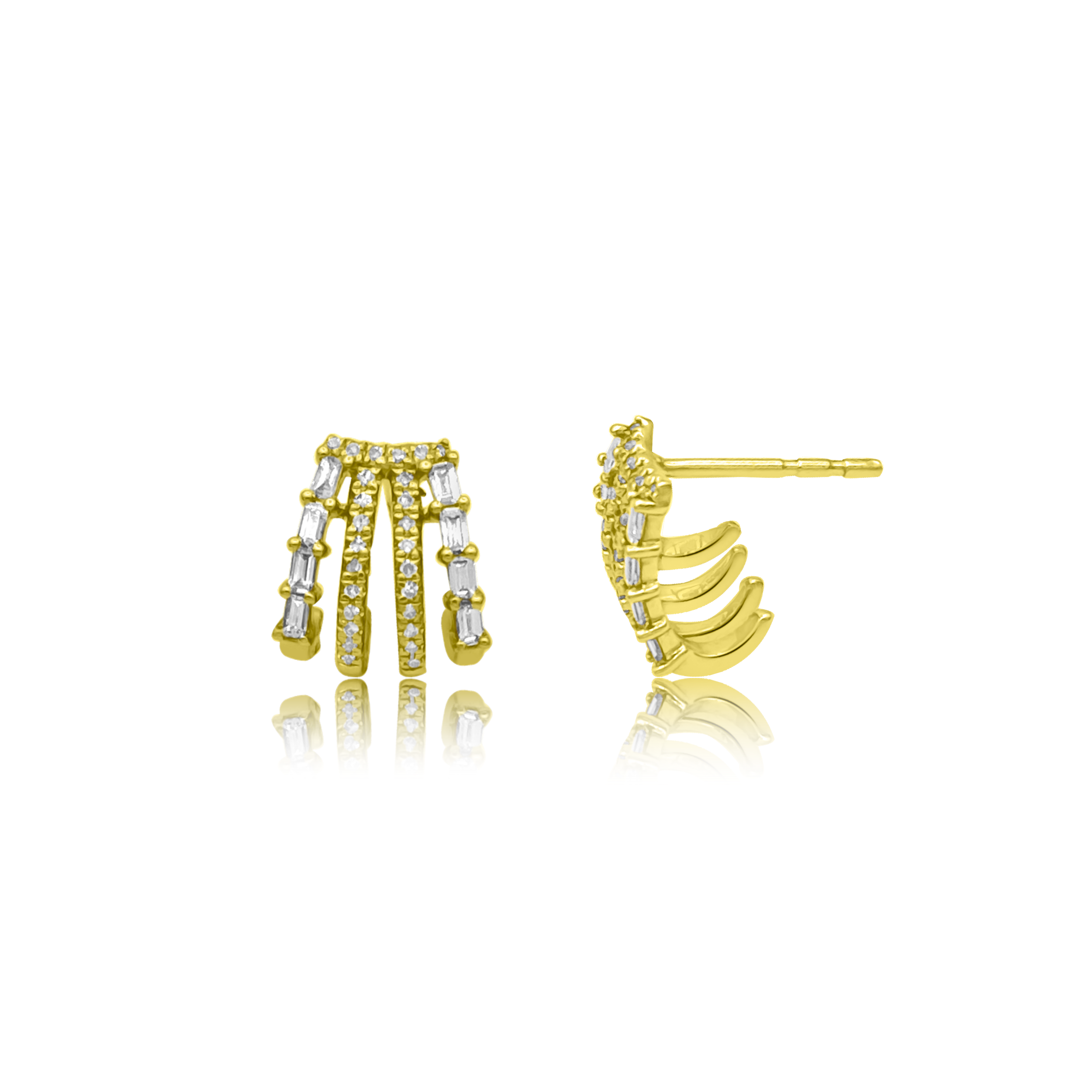 Baguette Diamond Garra Stud - Earrings - The Ear Stylist by Jo Nayor