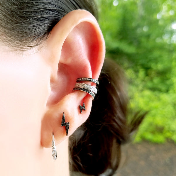 Black Diamond Lightning Bolt Earring Designer Earrings Jo Nayor