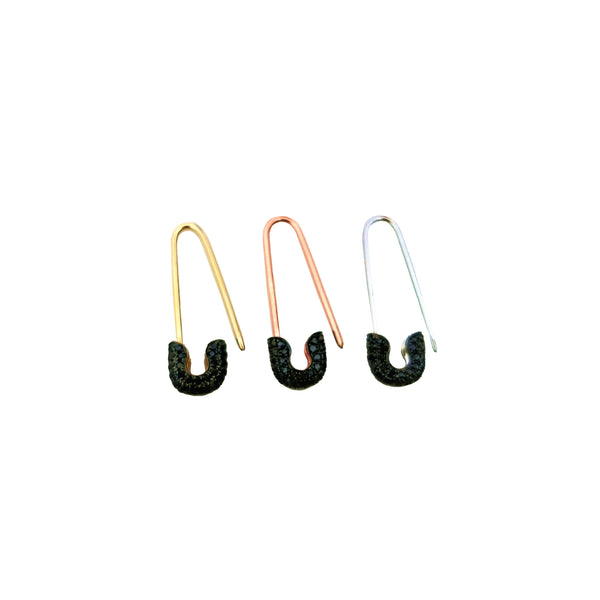 Safety pin earrings outlet black