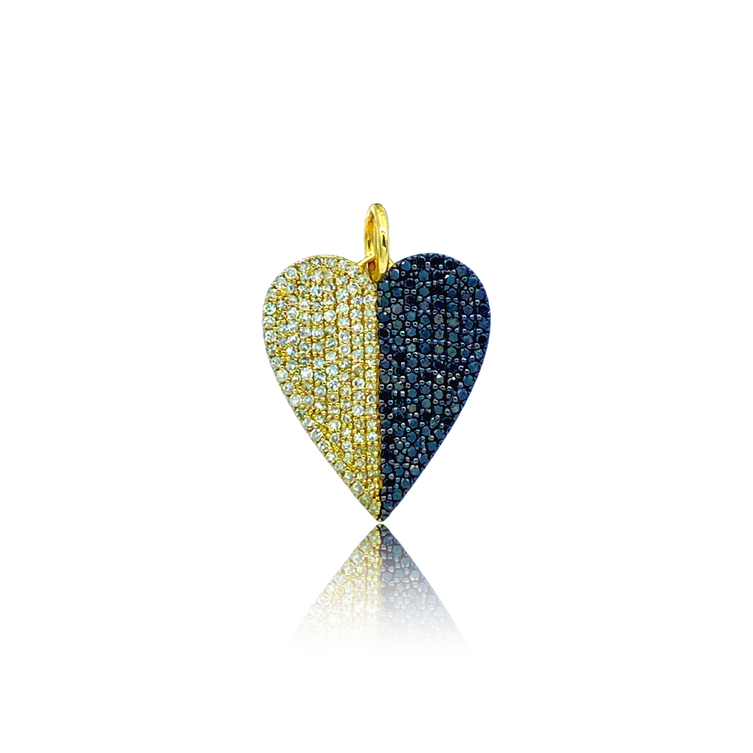 Black & White Diamond Heart Charm - Designer Necklaces - Jo Nayor