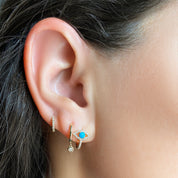 Diamond & Turquoise Evil Eye Huggies - Earrings - The EarStylist