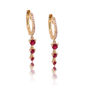 Diamond & Ruby Drop Huggies - Earrings - Ear Stylist by Jo Nayor