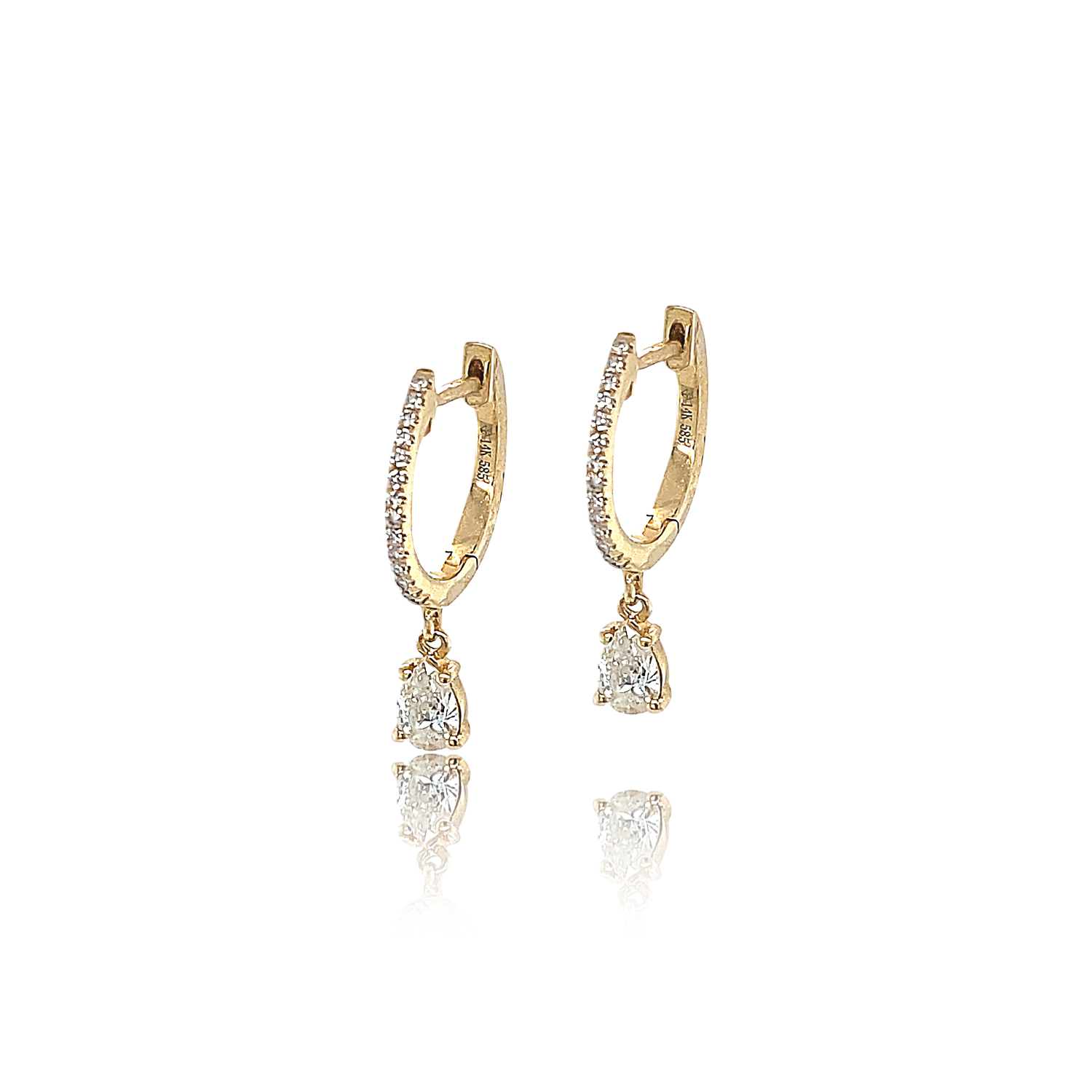 Pear Drop Diamond Huggie - Earrings - The Ear Stylist by Jo Nayor