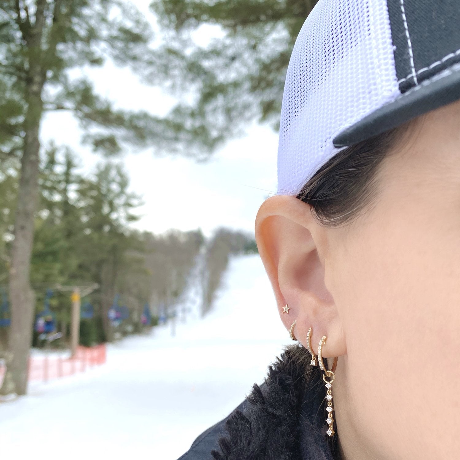 5 Diamond Drop Hoops - Designer Earrings - The EarStylist by Jo Nayor