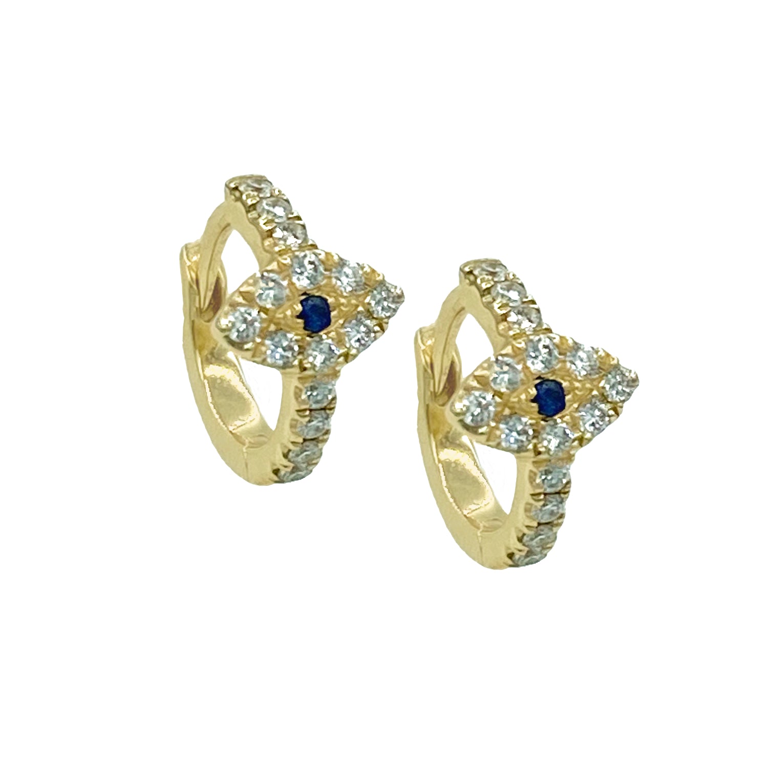 Diamond & Sapphire Evil Eye Hoops - Designer Earrings - The EarStylist by Jo Nayor
