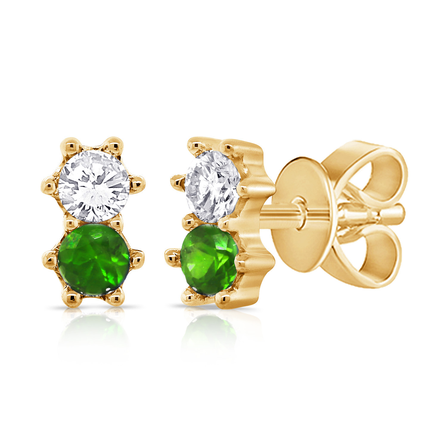 Diamond & Tsavorite Duo Studs - Earrings - The Ear Stylist