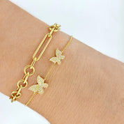 Diamond Butterfly Duo Bracelet- Designer Bracelet - Jo Nayor Designs