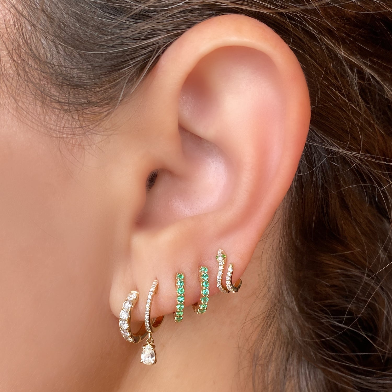 Pear Drop Diamond Huggie - Earrings - The Ear Stylist by Jo Nayor