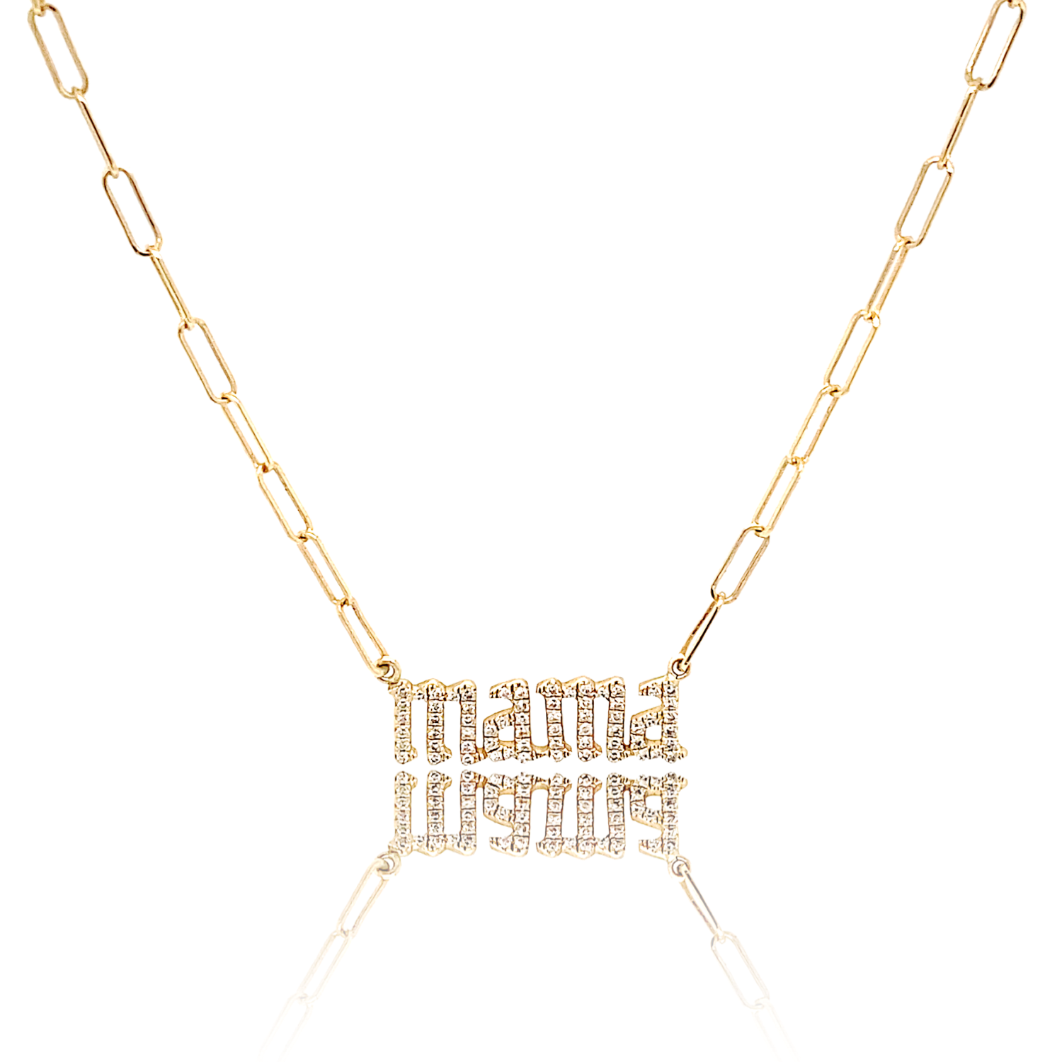 Small Diamond Mama Mini-link Necklace - Designer Necklaces - Jo Nayor