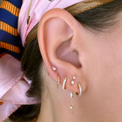 Tethered Baguette and Prong Set Diamond Earring - The Ear Stylist