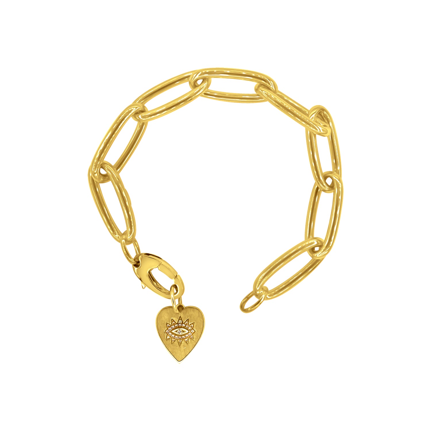 Jumbo Oval Link Bracelet with Evil Eye Heart Charm - Designer Earrings - The EarStylist by Jo Nayor