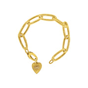 Jumbo Oval Link Bracelet with Evil Eye Heart Charm - Designer Earrings - The EarStylist by Jo Nayor