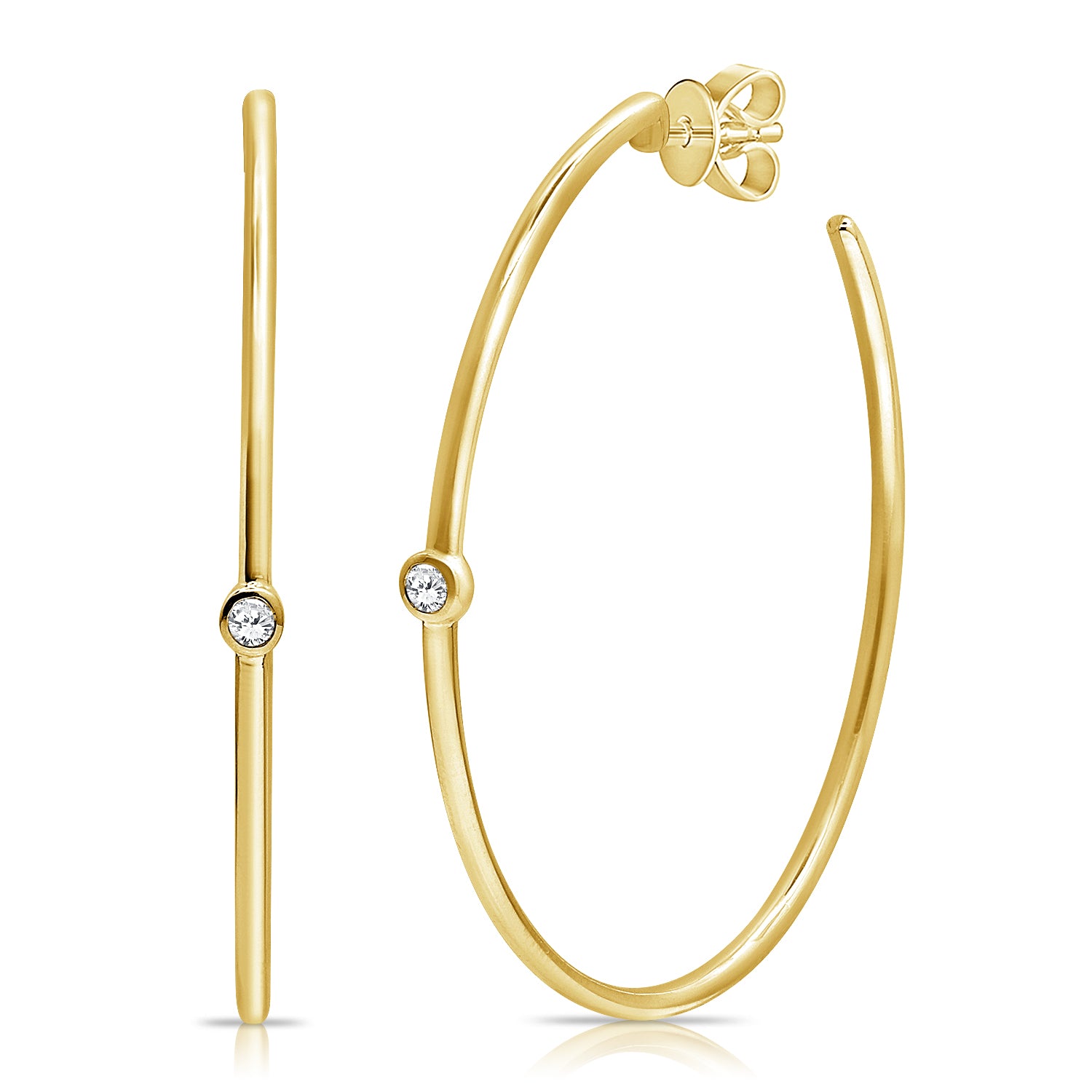 Bezeled Diamond Hoop Earrings - The Ear Stylist by Jo Nayor