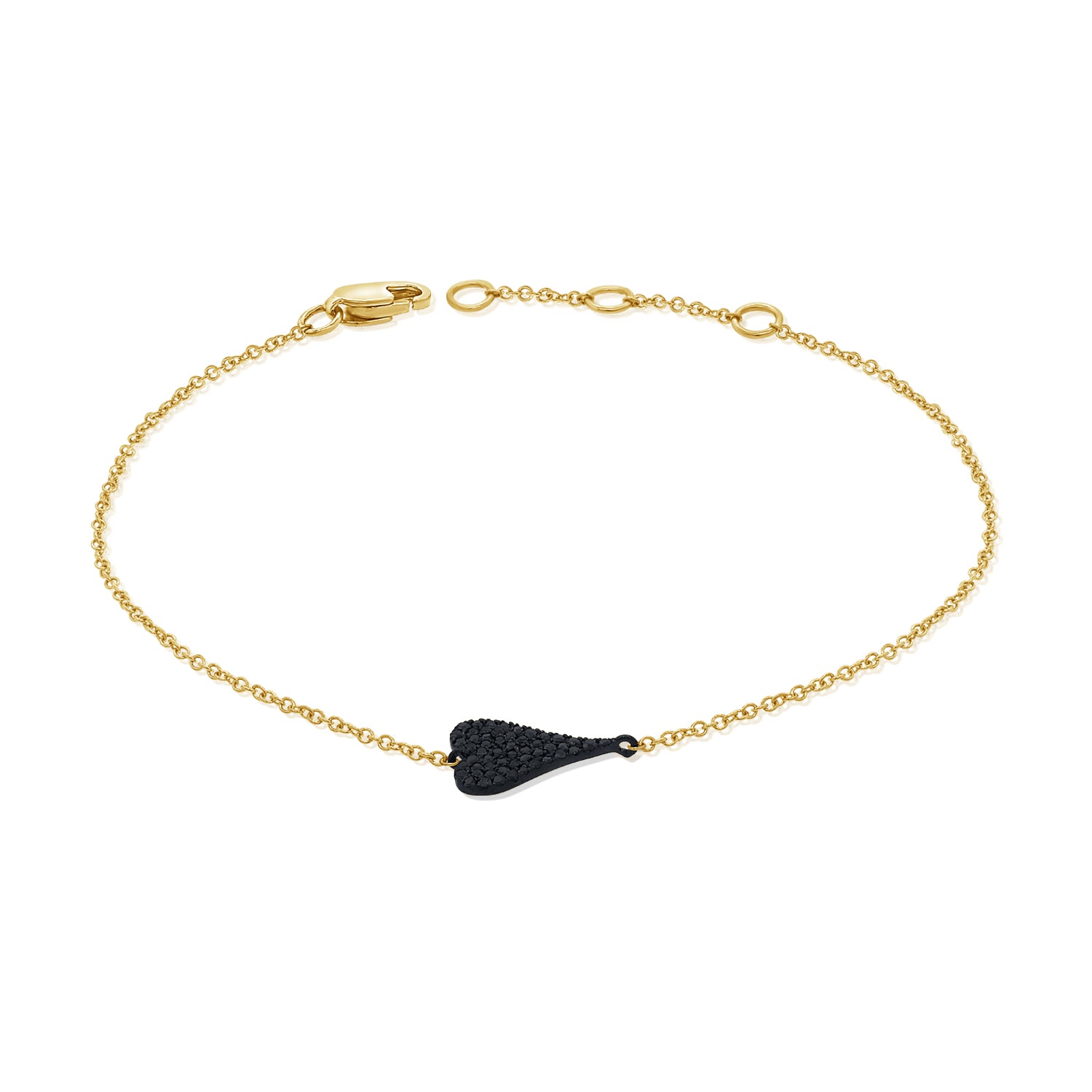 Black Diamond Heart Bracelet - Designer Bracelet - Jo Nayor