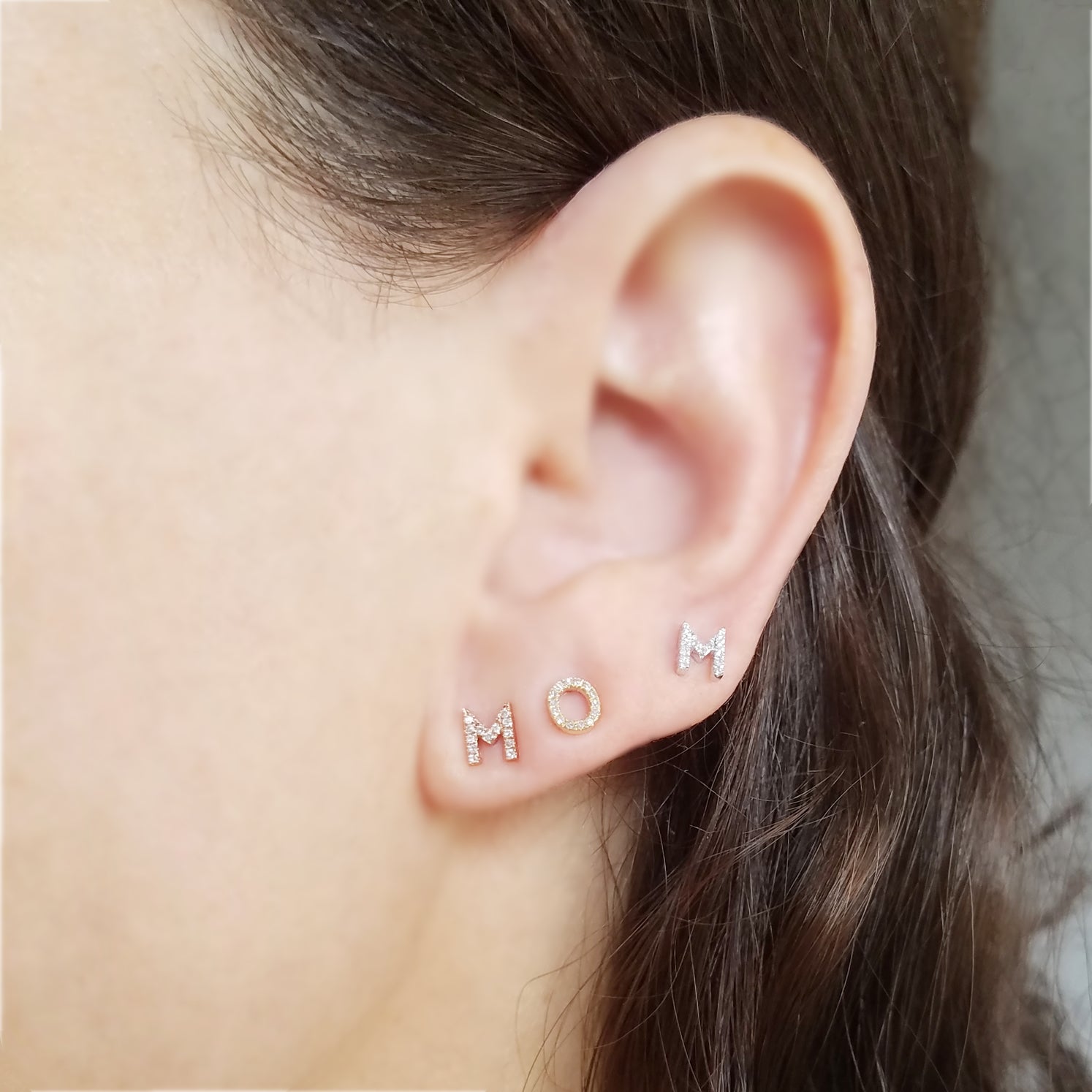 Gold and Diamond Initial Earring - The Ear Stylist by Jo Nayor
