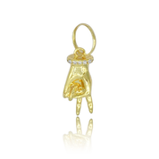 14K Gold & Diamond Peace Hand Charm - Designer Necklace - Jo Nayor