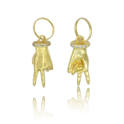 14K Gold & Diamond Peace Hand Charm - Designer Necklace - Jo Nayor
