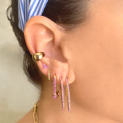 Large Pink Sapphire U Hoops - Gold Earrings - Ear Stylist by Jo Nayor