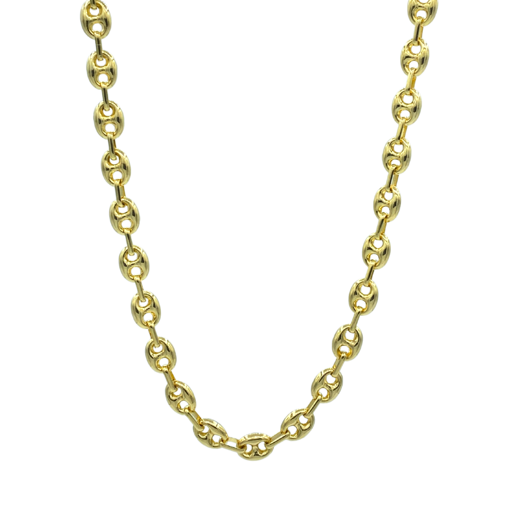 14K Gold Puffed Mariner Link Necklace - Designer Necklaces - Jo Nayor