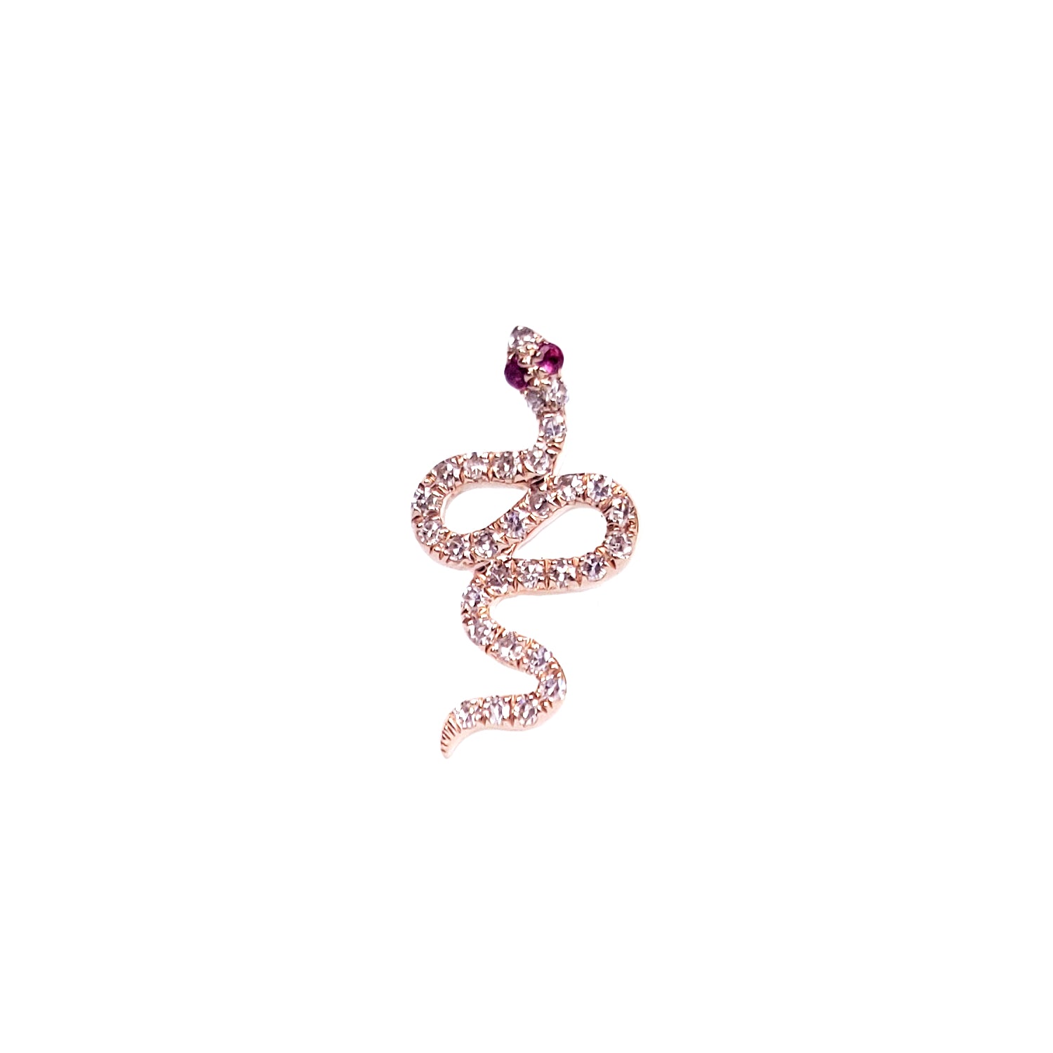 14K Gold & Diamond Snake Stud Earring - Designer Earrings - The EarStylist by Jo Nayor