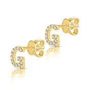 Gold and Diamond Initial Earring - The Ear Stylist by Jo Nayor