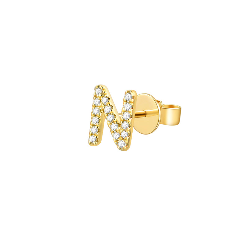 Gold and Diamond Initial Earring - The Ear Stylist by Jo Nayor