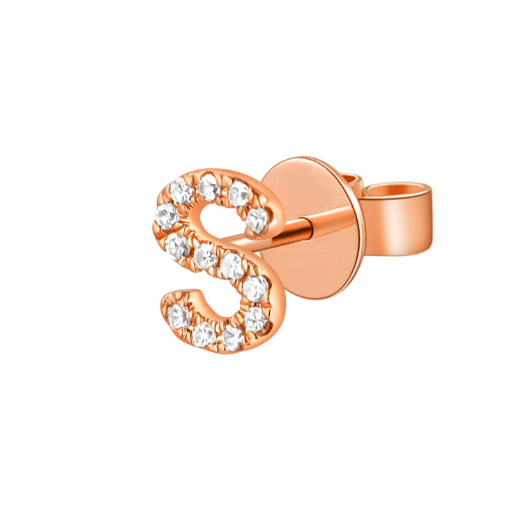 Gold and Diamond Initial Earring - The Ear Stylist by Jo Nayor
