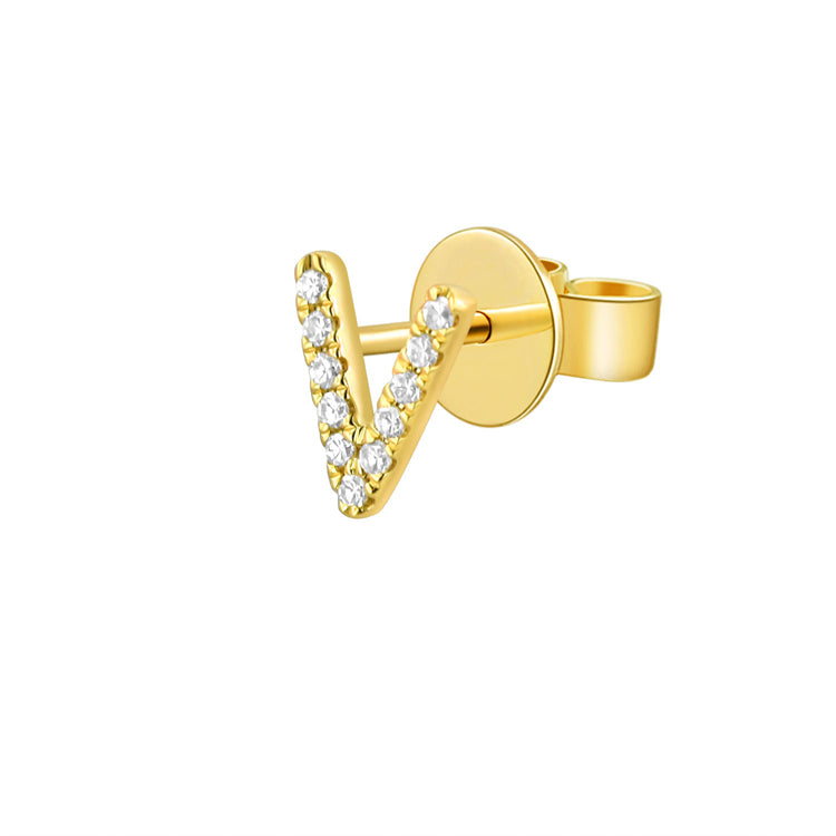 Gold and Diamond Initial Earring - The Ear Stylist by Jo Nayor