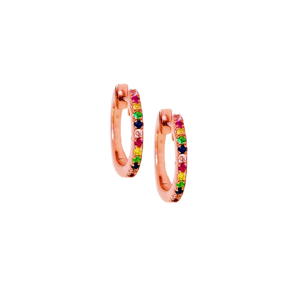 Small rainbow shop hoop earrings